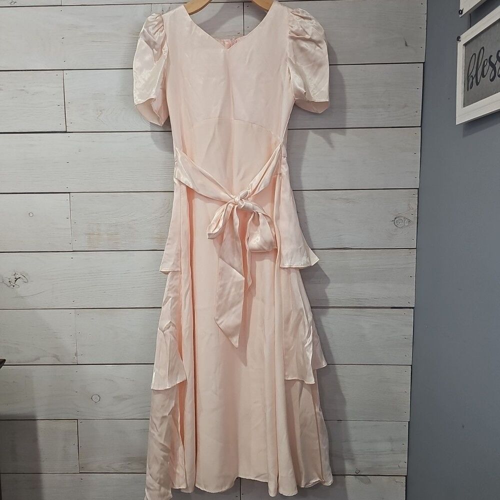 Vintage Loralie Original 1980s Southern Belle Cottagecore Party Prom Dress Pink